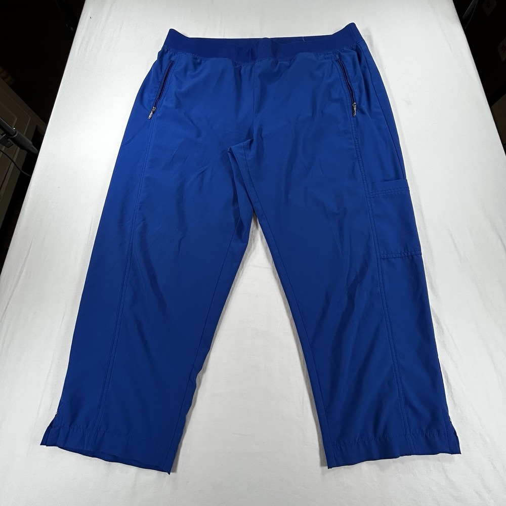 Chico's Zenergy Pant Women 3 16 Blue Performance Stretch Toggle Hem Zip Pocket